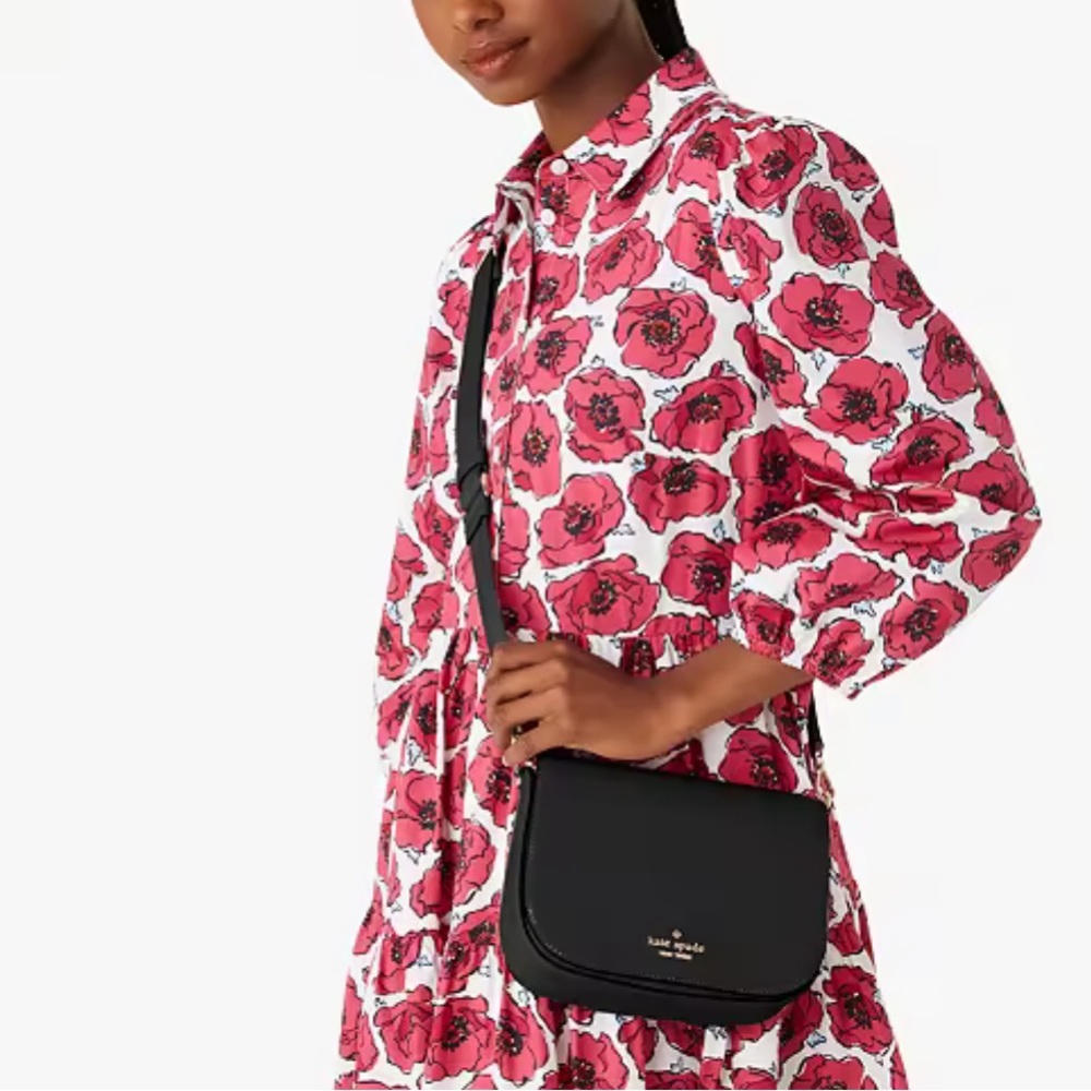 Nwt Kate Spade Maddison Saddle Crossbody, black bag - Picture 3 of 4